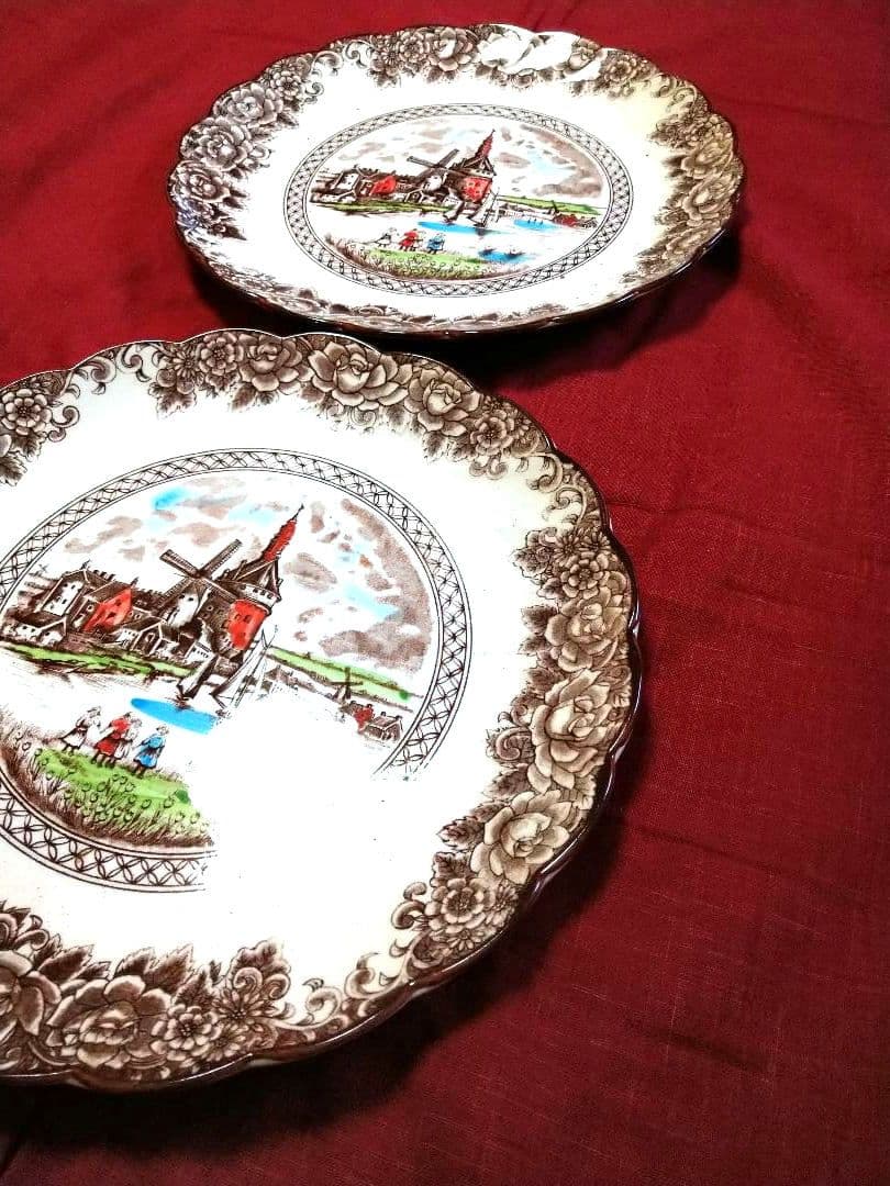 ♥６０年前のアンティーク・ヴィンテージ♦コレクション品【オランダ城風景】大皿２皿