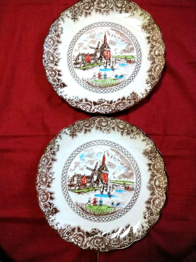 ♥６０年前のアンティーク・ヴィンテージ♦コレクション品【オランダ城風景】大皿２皿