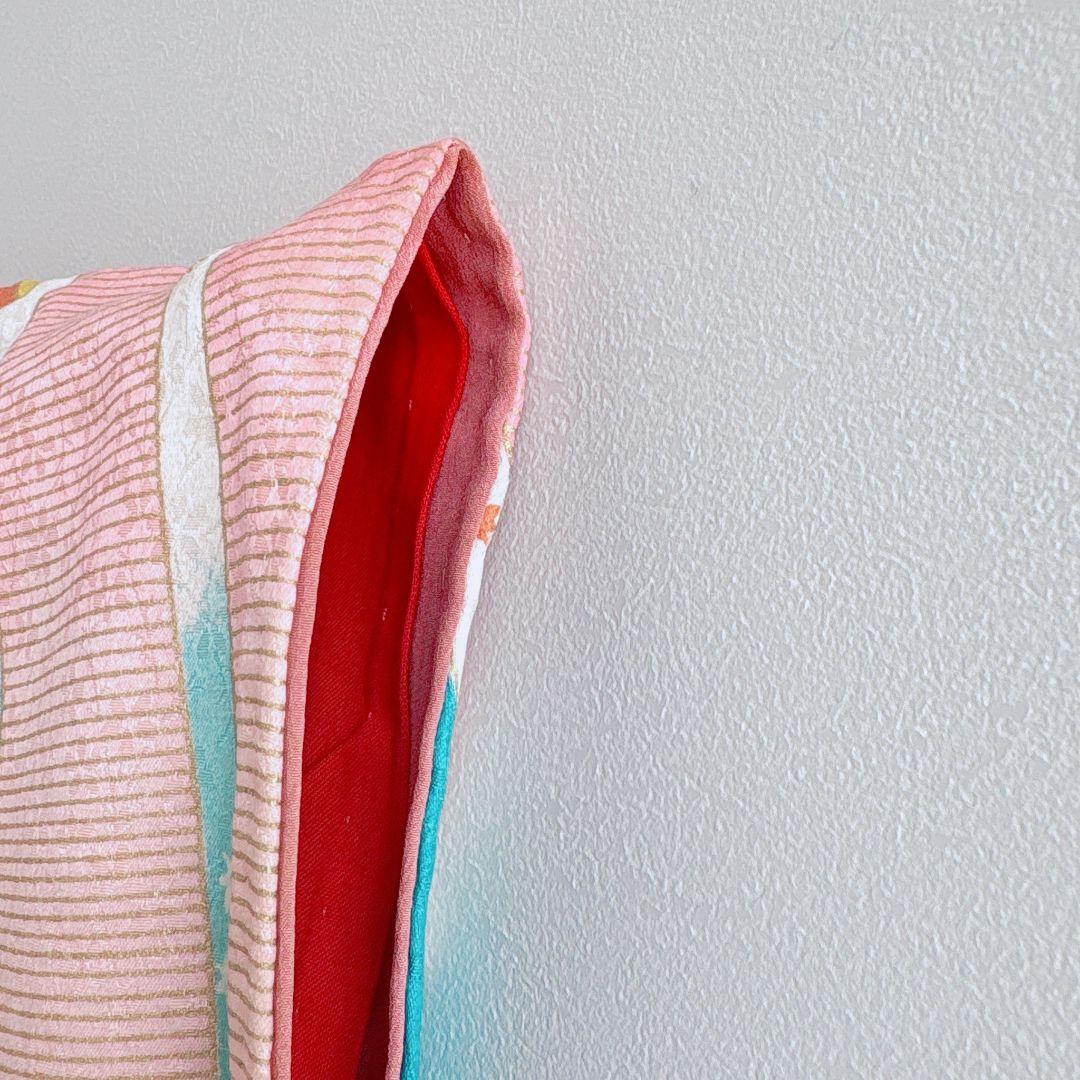 フルセット　七五三　７歳女の子　水色　蝶のし　モダン個性的　袖なし長襦袢7092