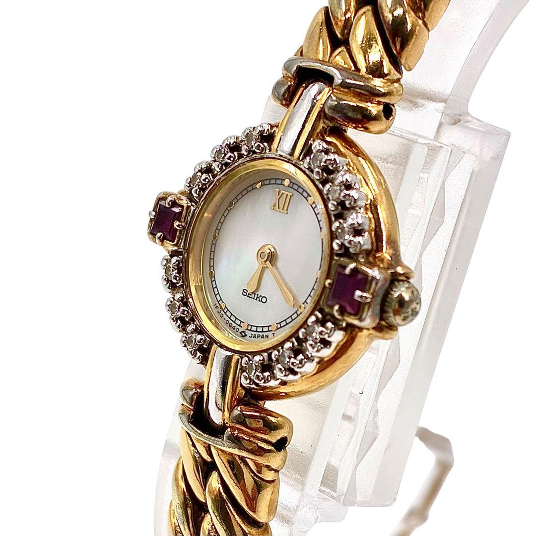 セイコー 腕時計 エクセリーヌ ルビー ダイヤ 1F20-0B70 ゴールド