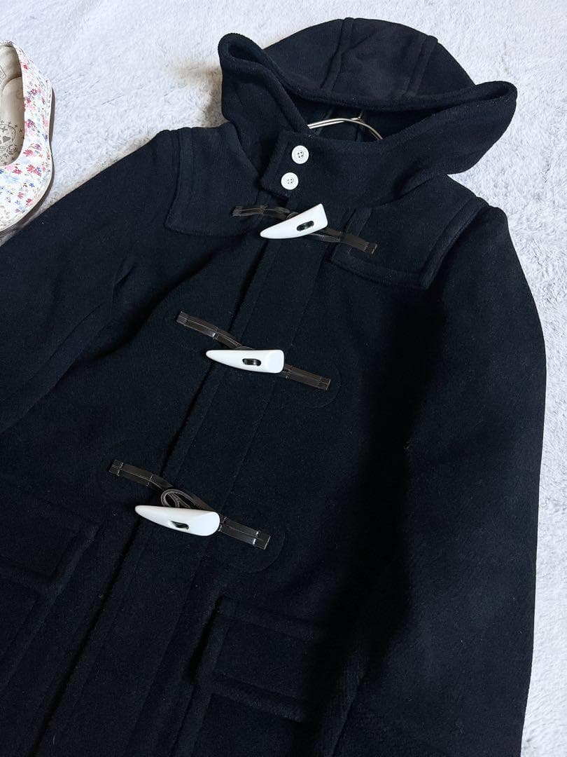 【HYKE】ハイク ヘリンボーン ホワイトトグル ダッフルコート ロング丈 1