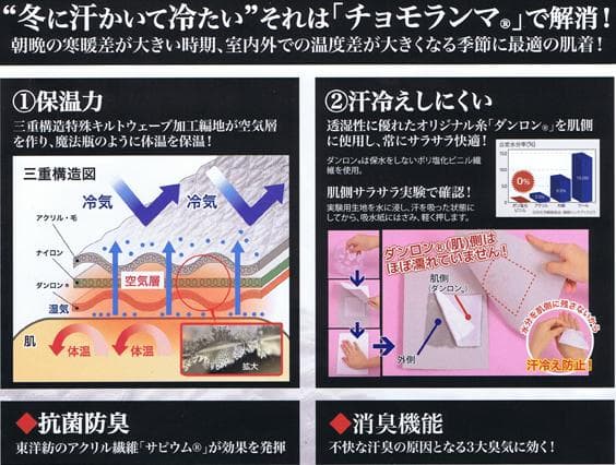 新品 ひだまり 最強 チョモランマ 紳士用 長袖丸首シャツ（Ｌ）