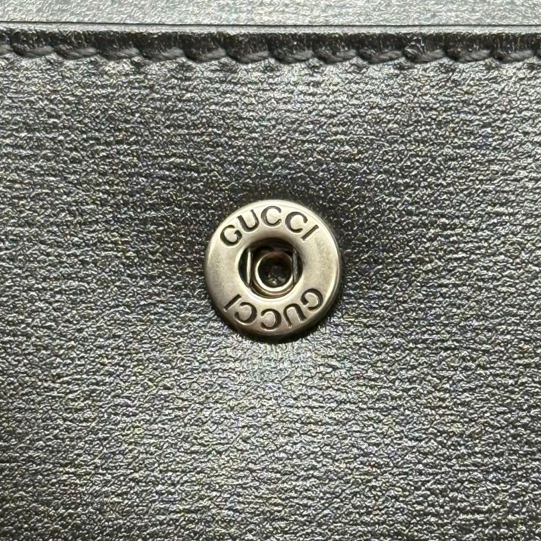 新品✨ GGマーモント レザー コンパクト ウォレット 二つ折り 財布 ブラック