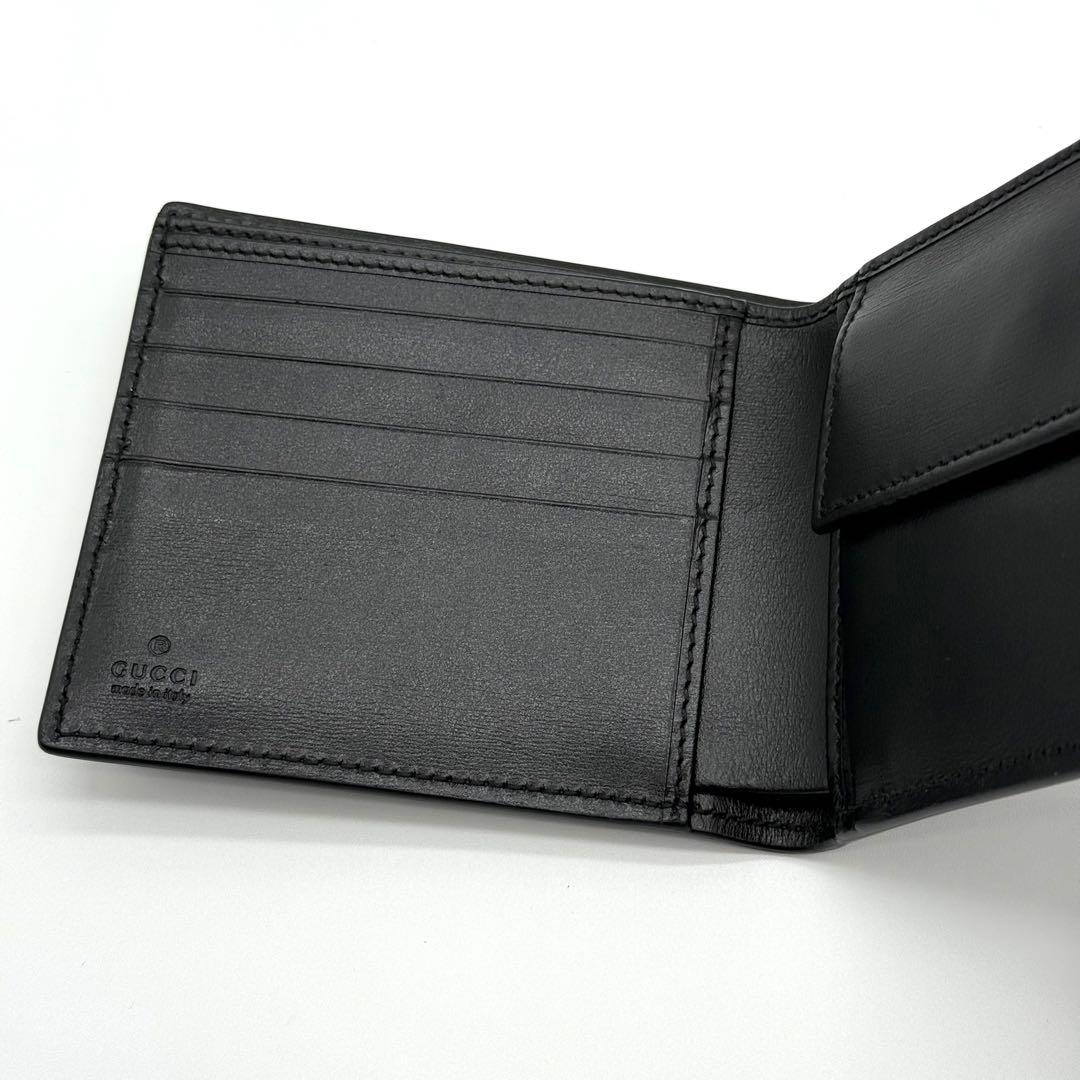新品✨ GGマーモント レザー コンパクト ウォレット 二つ折り 財布 ブラック
