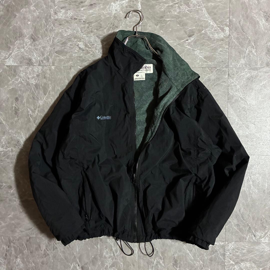 90s Columbia ウォームアップジャケット 刺繍ロゴ M ドローコード