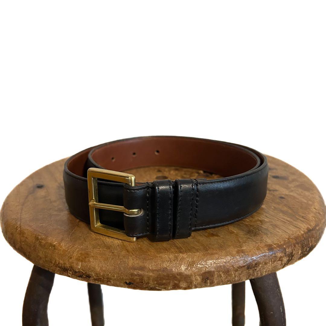 80s COACH カウレザーバックルブラックベルト 名作 初期 ヴィンテージ