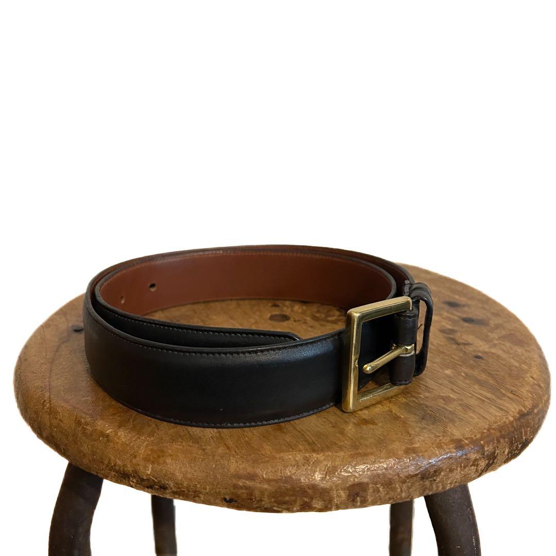 80s COACH カウレザーバックルブラックベルト 名作 初期 ヴィンテージ