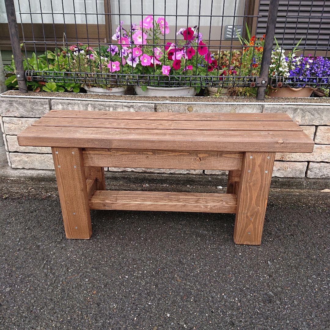 ベンチ　木製　８７cmタイプ　高さ３７cm　丈夫　多目的　椅子　スツール 屋外用