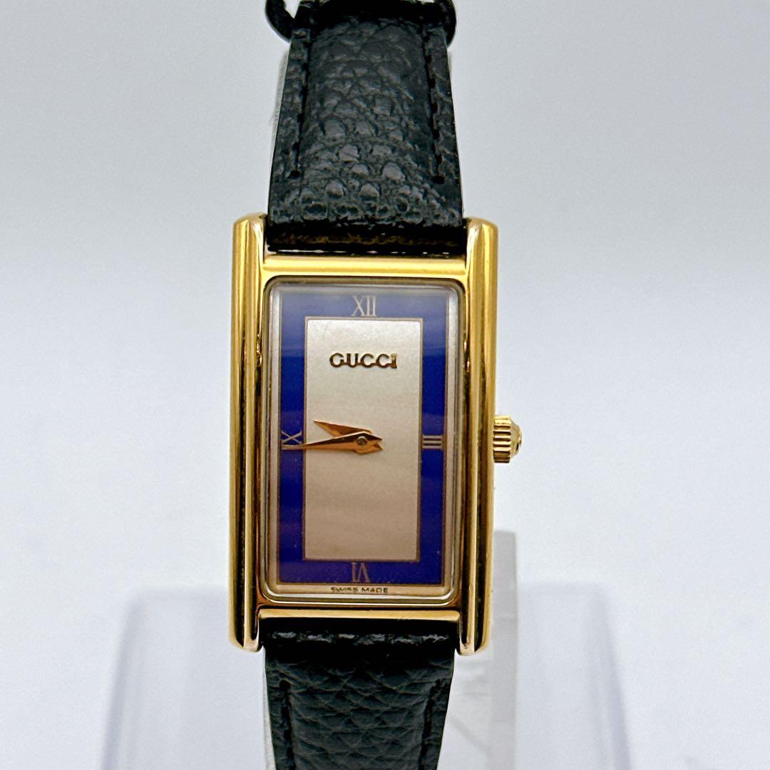 美品 稼動品 GUCCI グッチ 2600L レディース腕時計 ゴールド 青