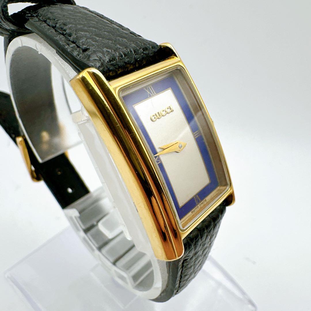 美品 稼動品 GUCCI グッチ 2600L レディース腕時計 ゴールド 青