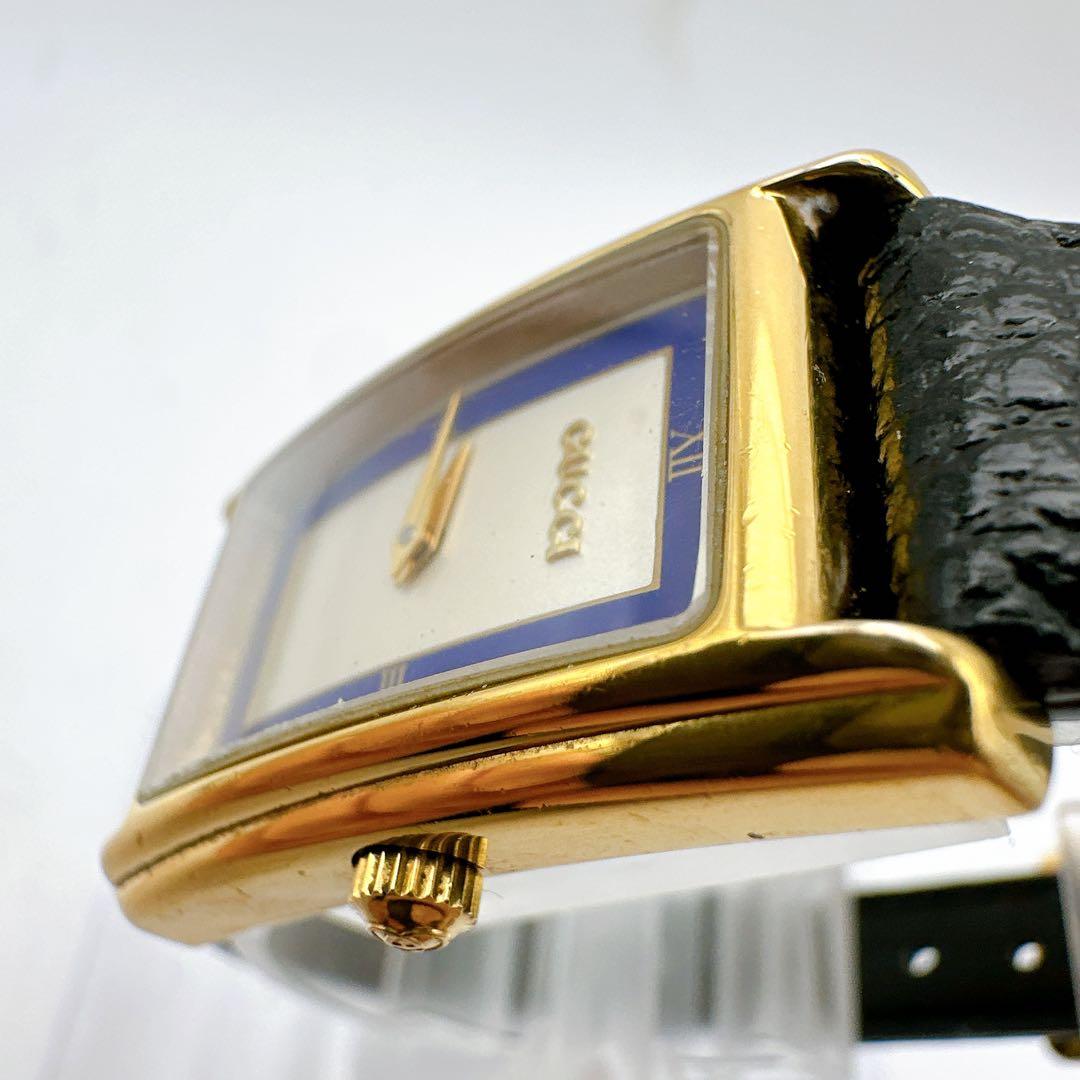 美品 稼動品 GUCCI グッチ 2600L レディース腕時計 ゴールド 青