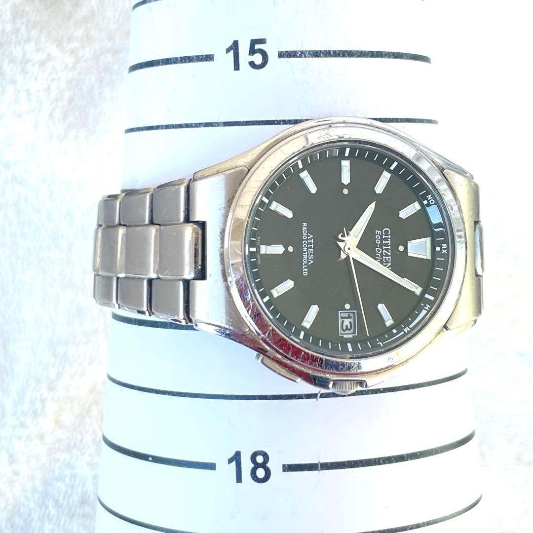 めんま ❣ATTESA❣H110黒文字盤 チタン　デート電波ソーラー　稼働