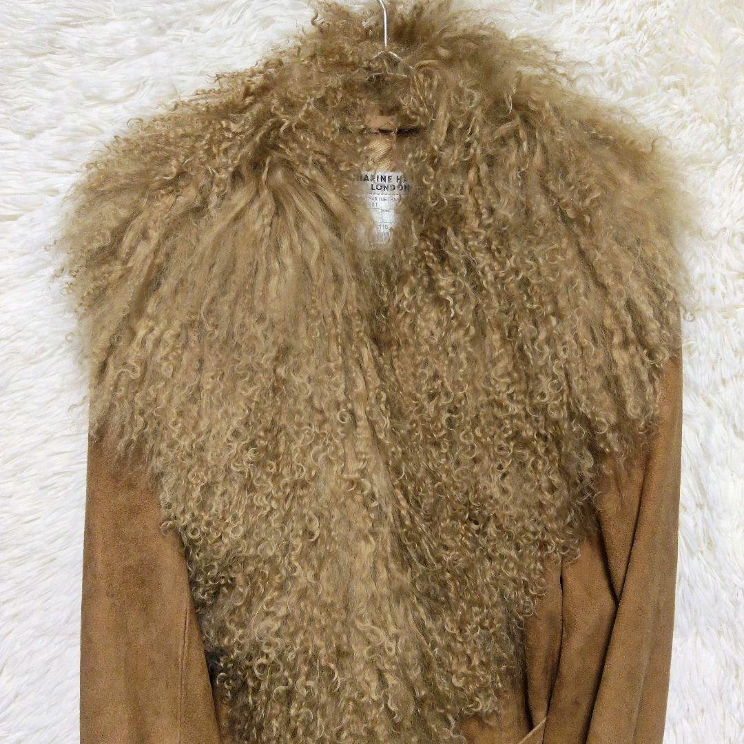 タグ付き　キャサリンハムネットロンドン　ファー　スエード　レザージャケット　M