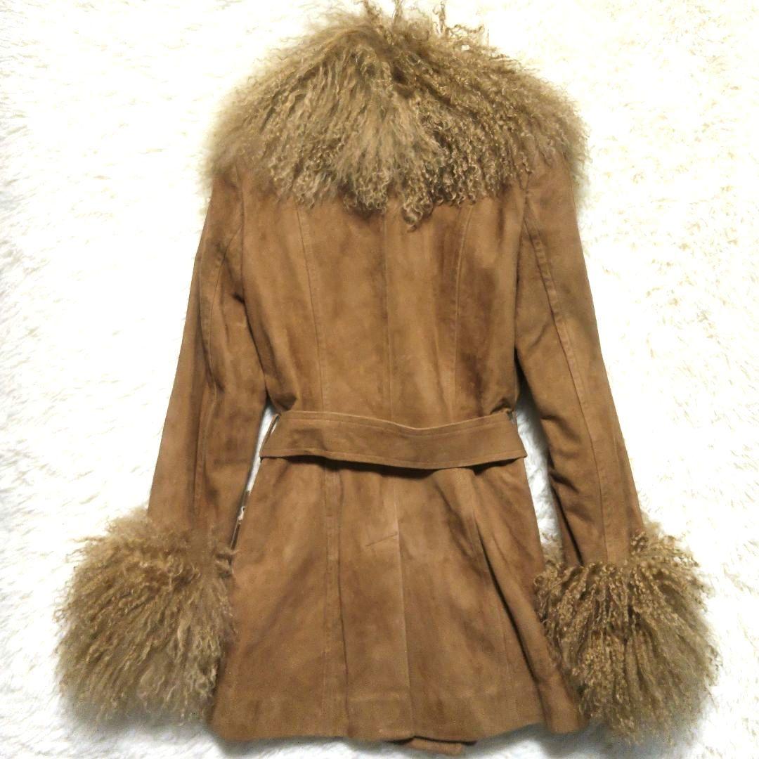 タグ付き　キャサリンハムネットロンドン　ファー　スエード　レザージャケット　M