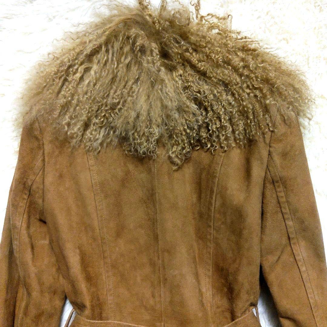 タグ付き　キャサリンハムネットロンドン　ファー　スエード　レザージャケット　M