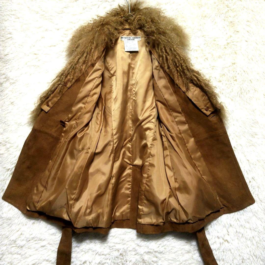 タグ付き　キャサリンハムネットロンドン　ファー　スエード　レザージャケット　M