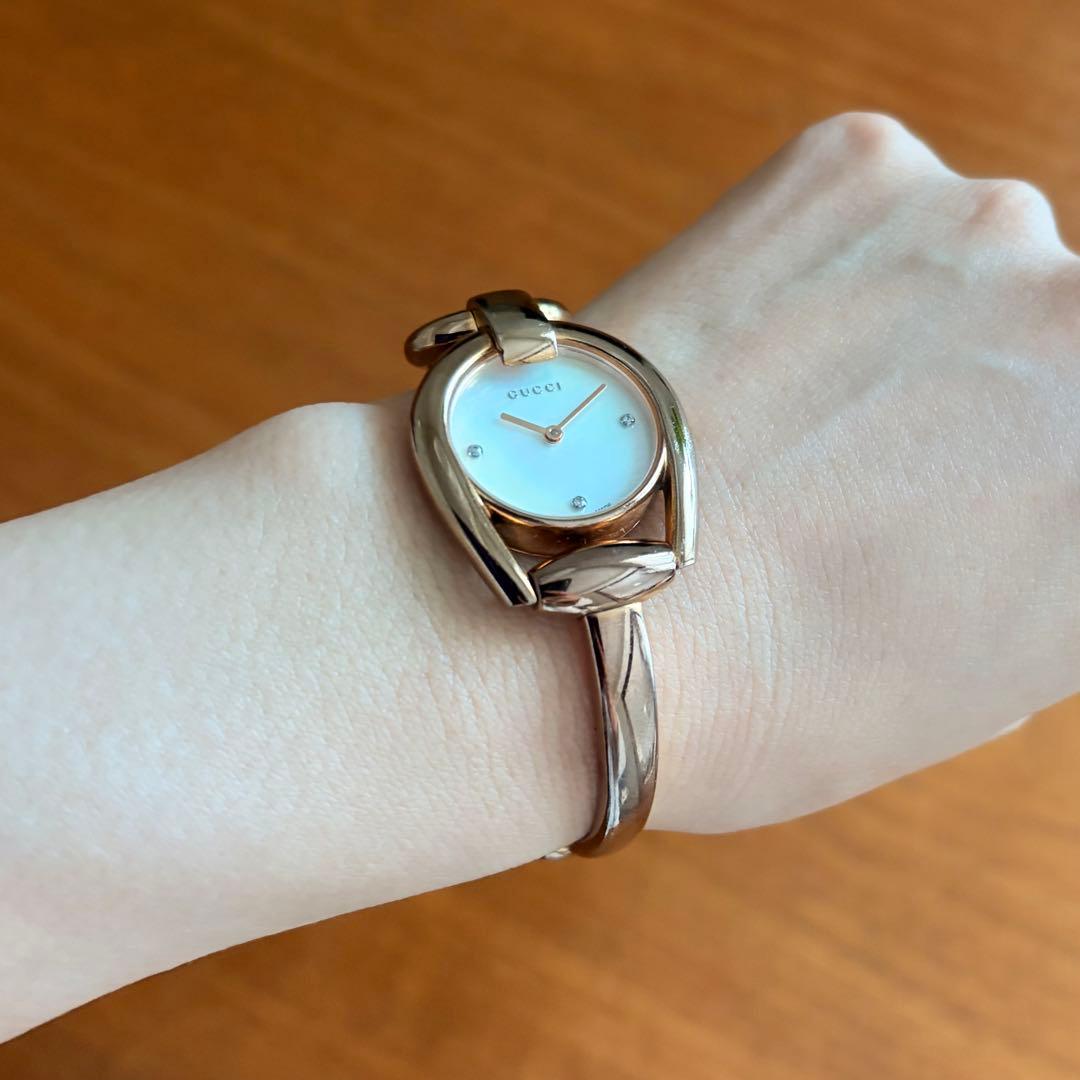 GUCCI Watch 139.5 3P ダイヤモンド シェル文字盤 PG 稼働