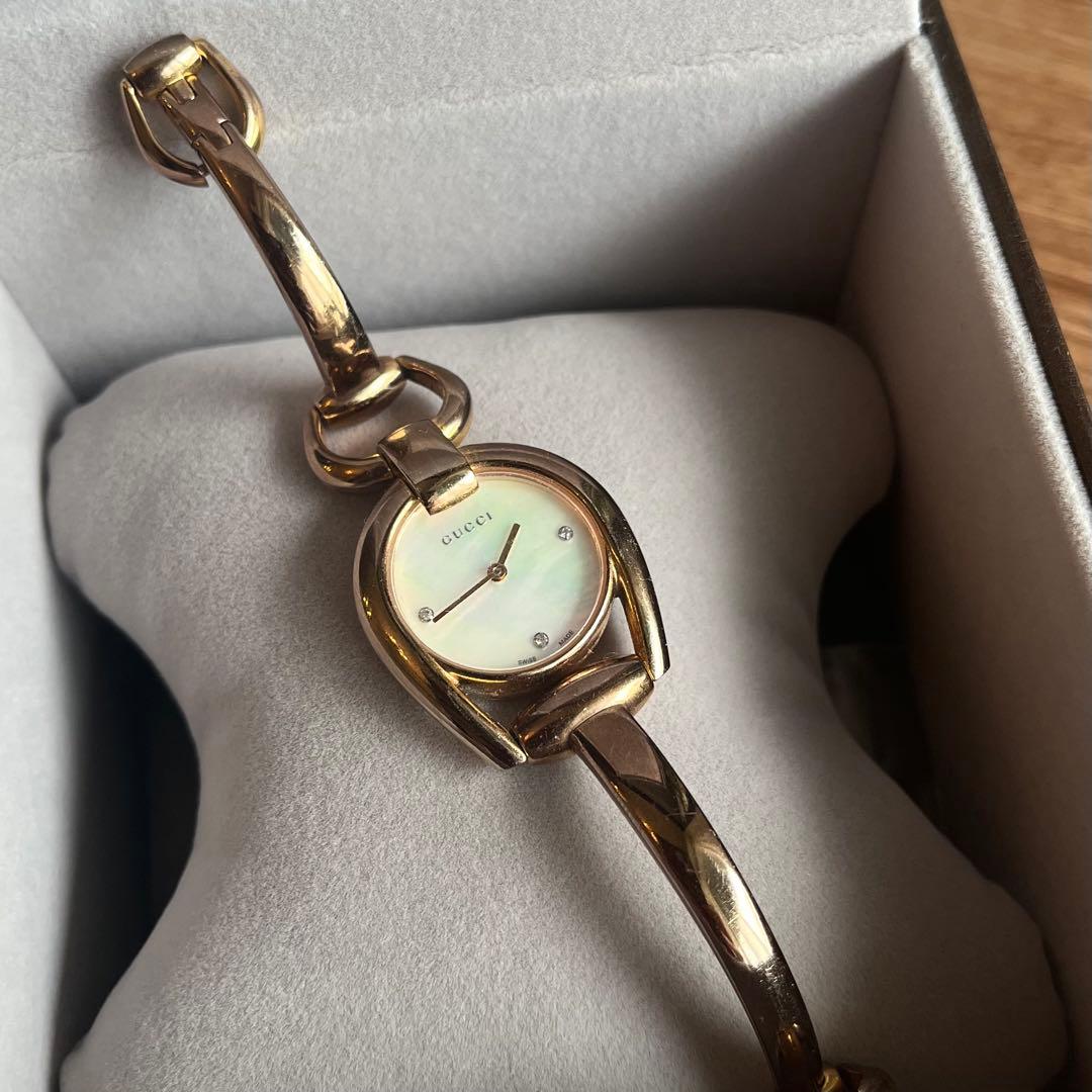 GUCCI Watch 139.5 3P ダイヤモンド シェル文字盤 PG 稼働