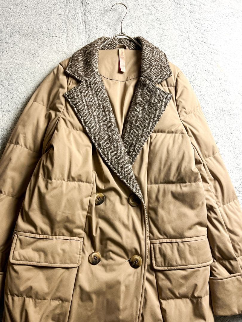 【YOSOOU】ヘリンボーン切替 ダブルブレストダウンジャケット