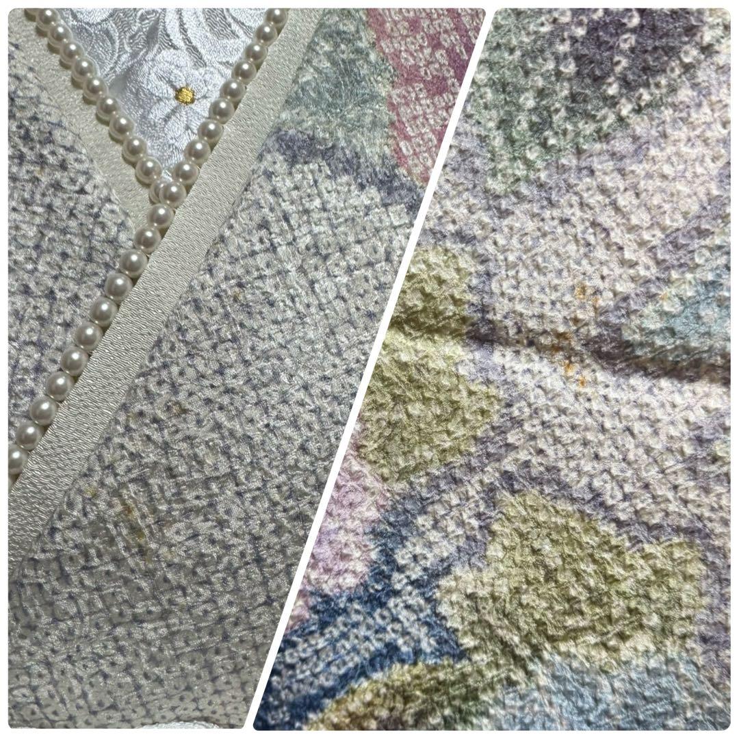 美品　総絞り　本絞り　蝶　灰紫　藤の花　淡色　逸品　フルセット　振袖　振り袖