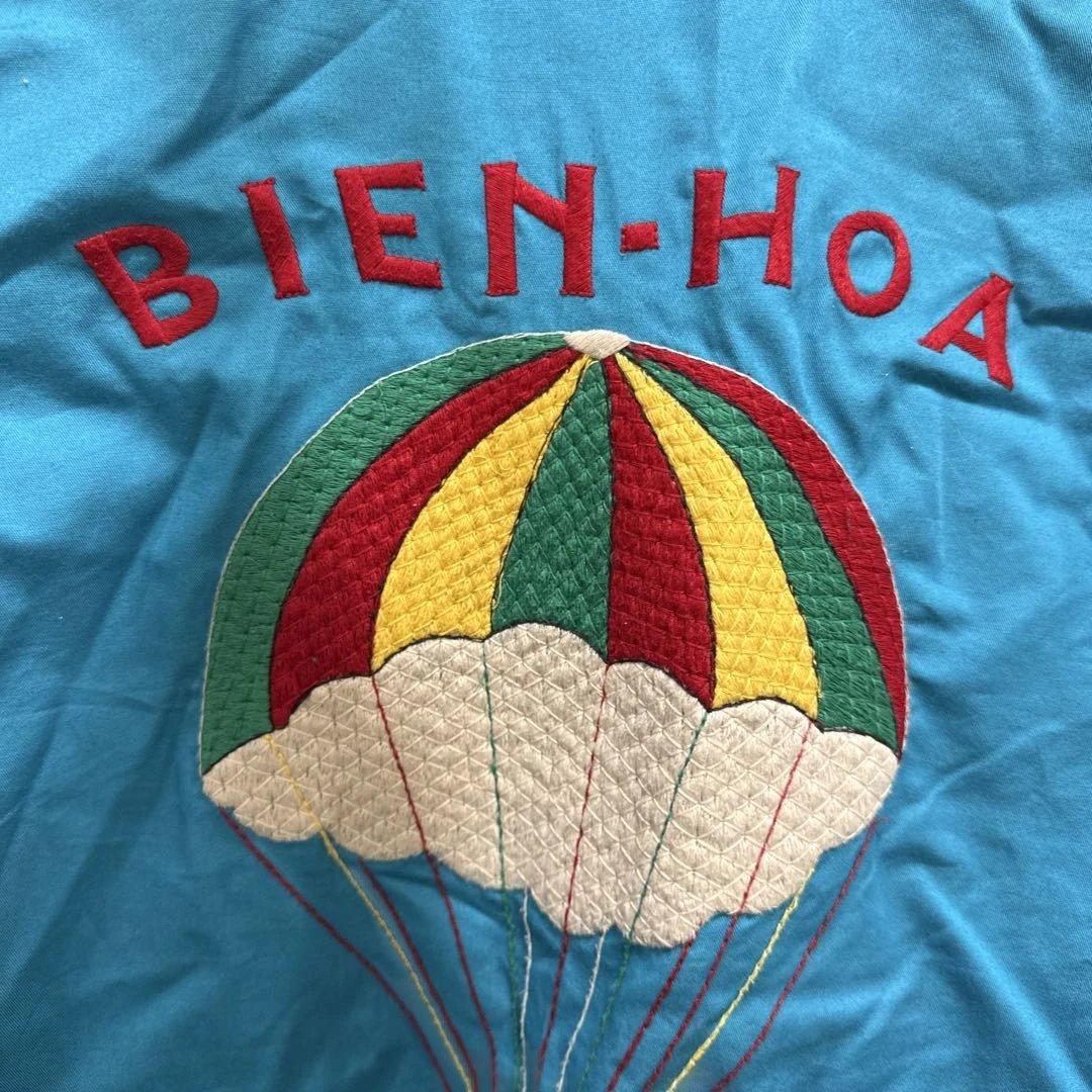 青色 スカジャン 虎と福の刺繍　ベトジャン