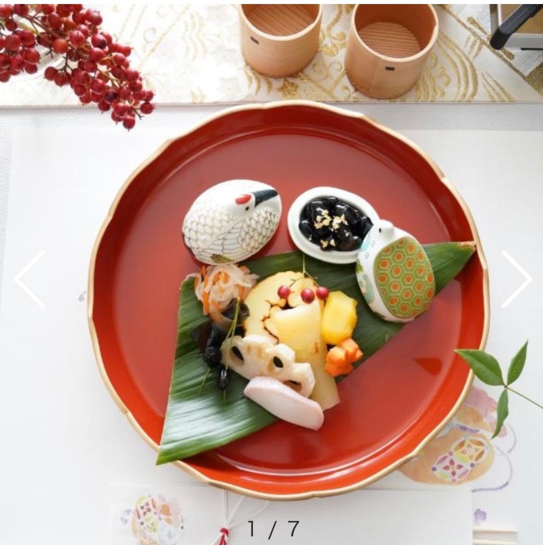 【新品】輪花皿 柿朱縁金／白縁金　4枚セット　 FOURGRACEオリジナル