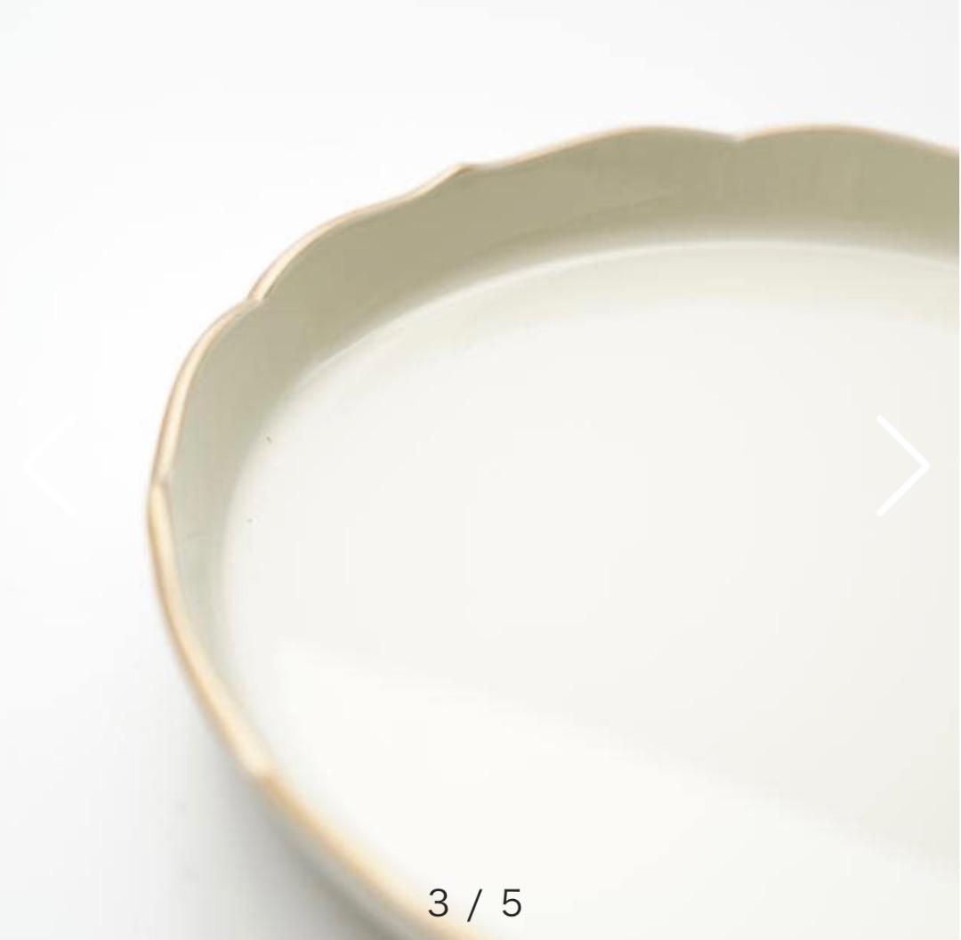 【新品】輪花皿 柿朱縁金／白縁金　4枚セット　 FOURGRACEオリジナル