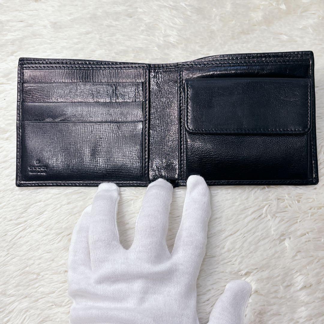 【美品・箱付き】GUCCI 二つ折り財布 G金具 Gロゴ コンパクト ウォレット