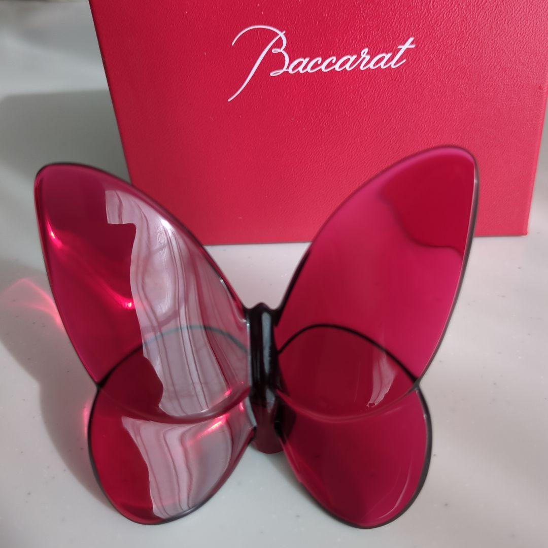 バカラ ラッキーバタフライ パピヨン 赤 レッド 置き物 クリスタル　置き物