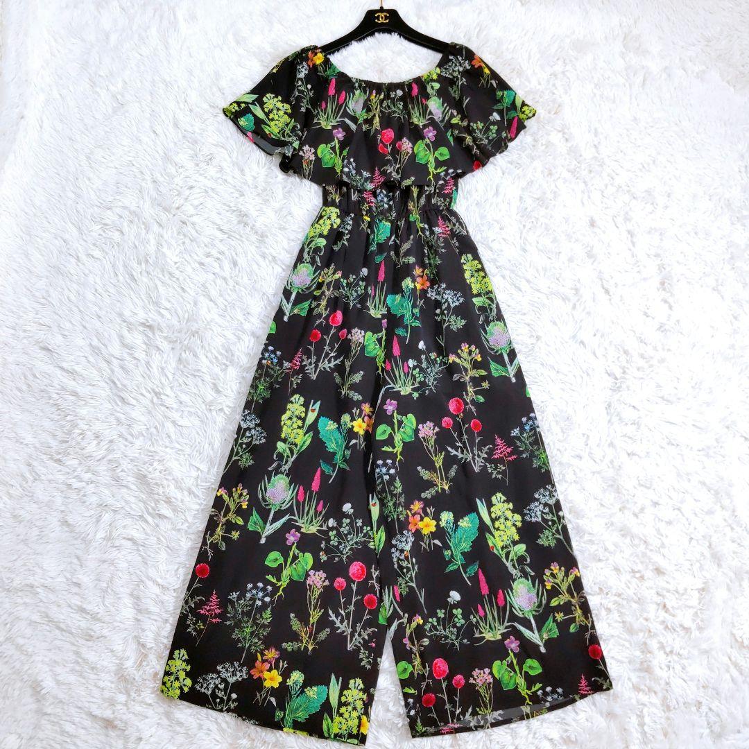 ルルウィルビー スプリングガーデンオールインワン 花柄 黒