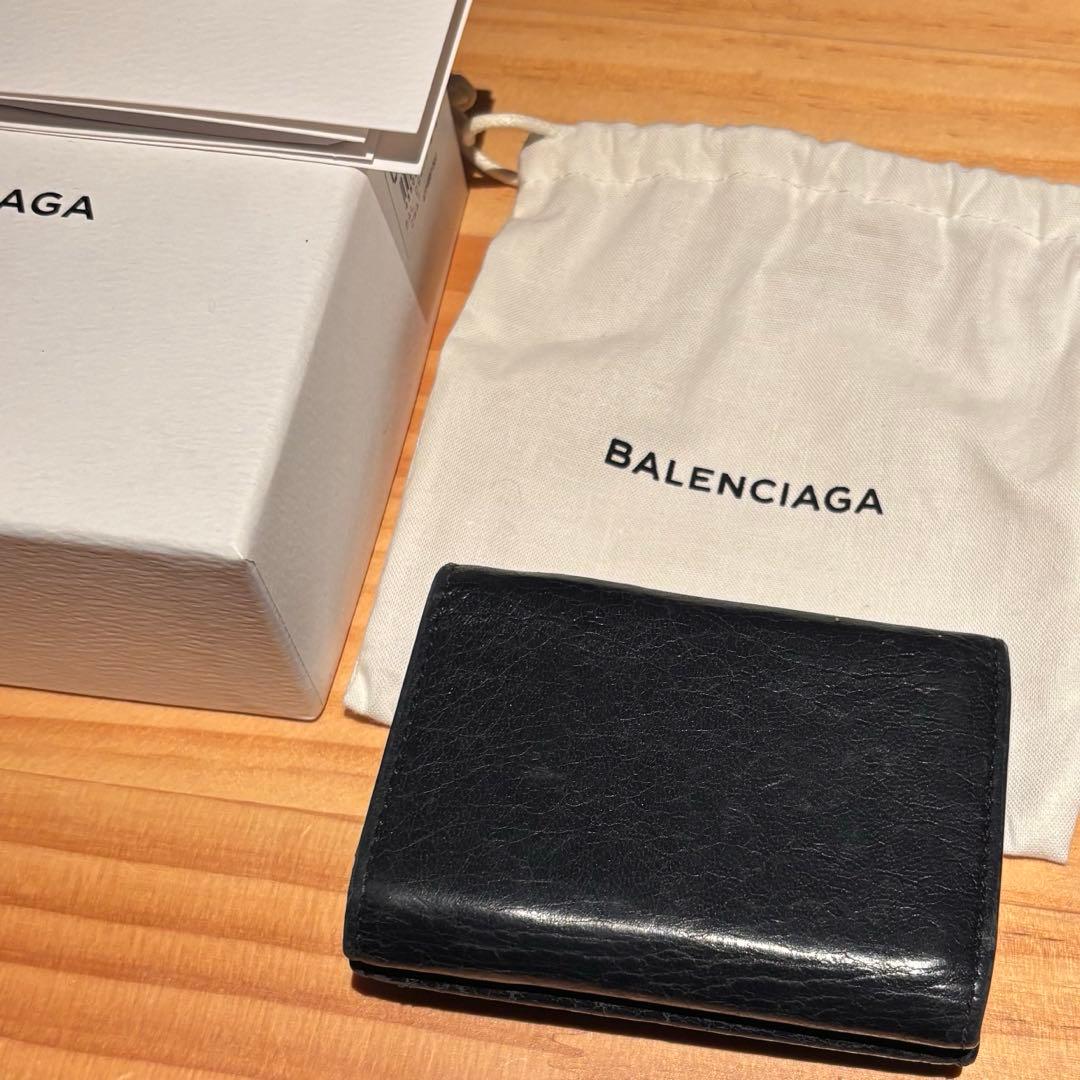 BALENCIAGA ブラックレザー三つ折り財布 バレンシアガ