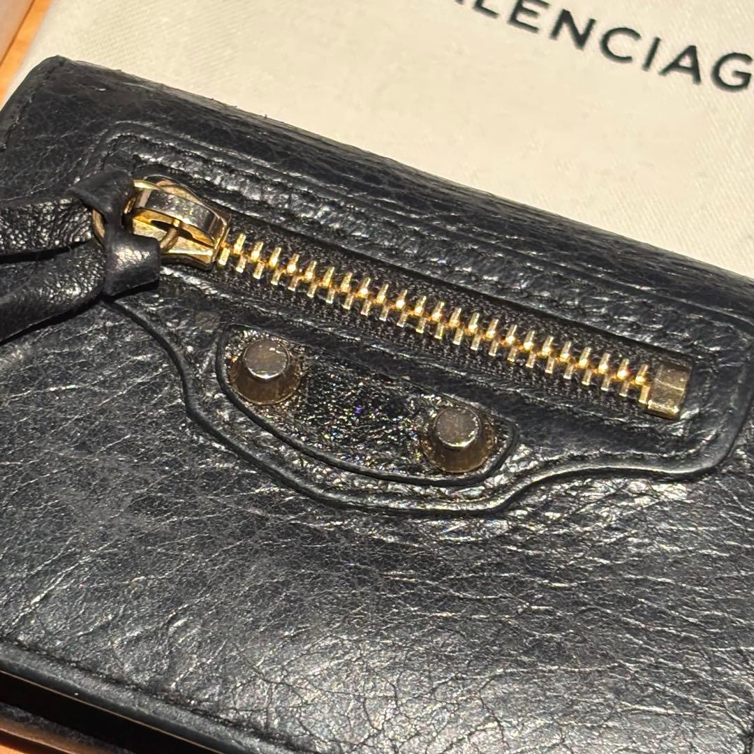 BALENCIAGA ブラックレザー三つ折り財布 バレンシアガ