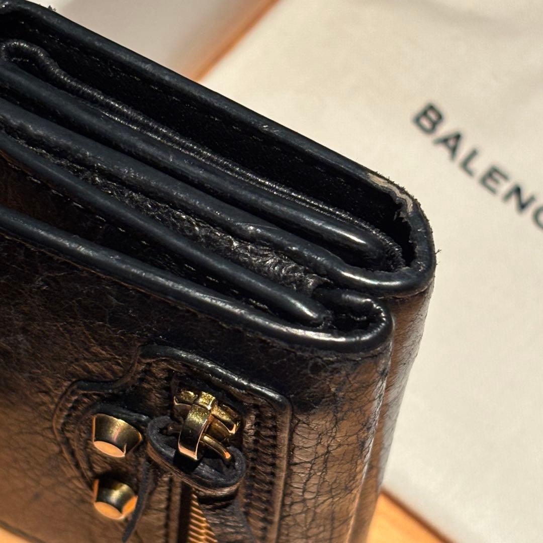 BALENCIAGA ブラックレザー三つ折り財布 バレンシアガ