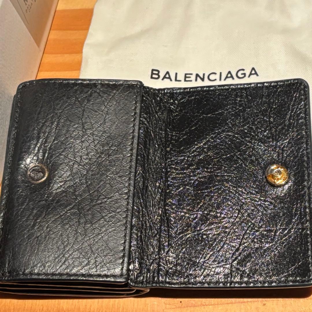 BALENCIAGA ブラックレザー三つ折り財布 バレンシアガ
