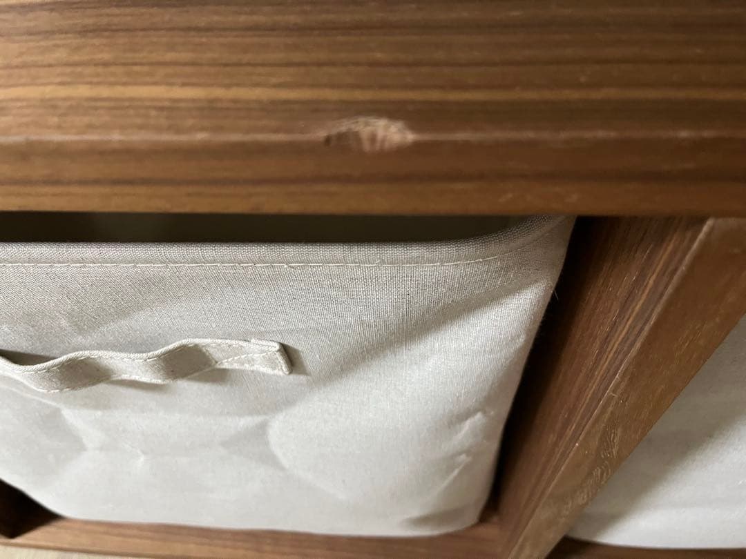 無印良品　スタッキング　シェルフ　3段木製ラック 収納ボックス2個付き ブラウン