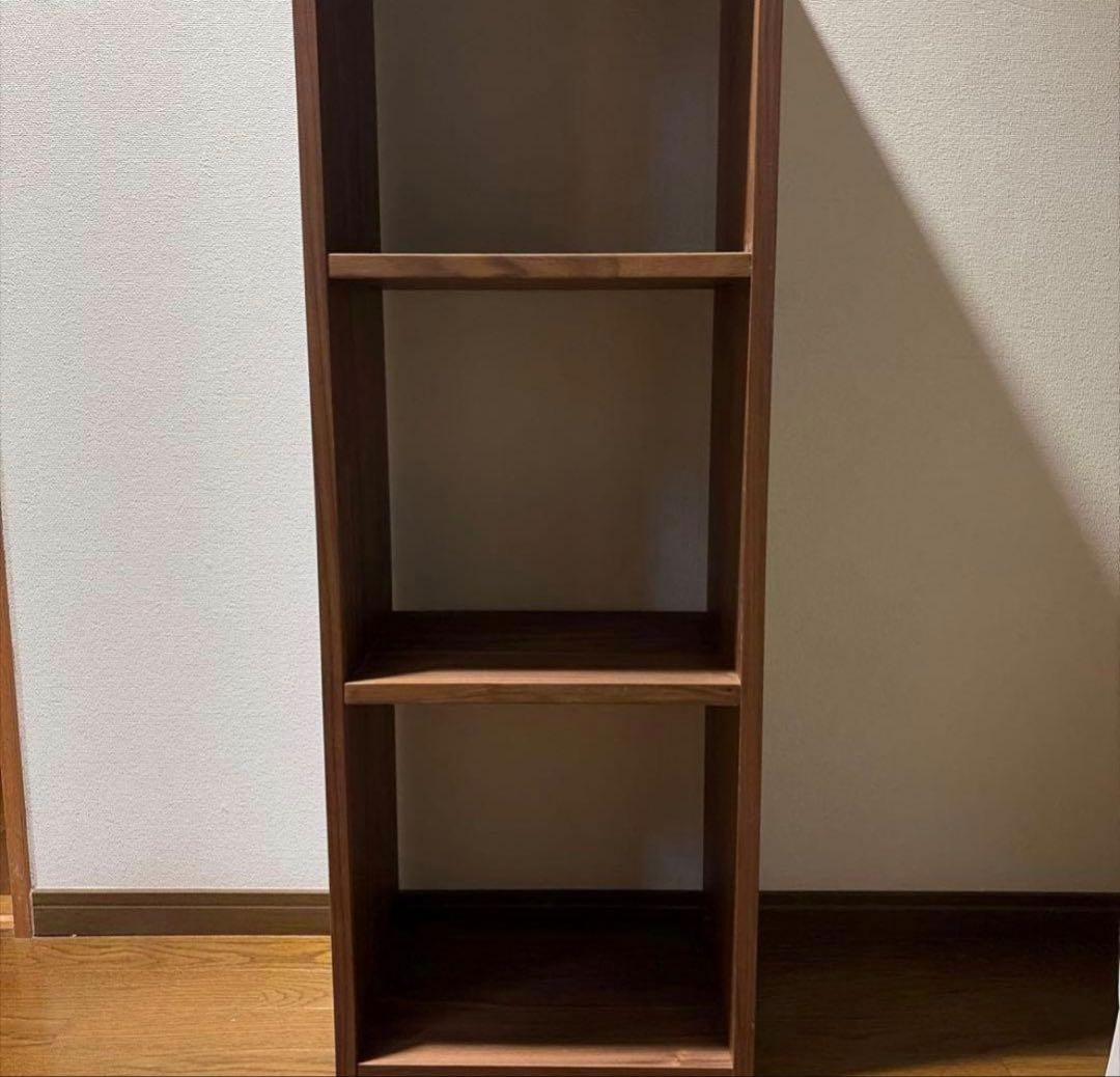 無印良品　スタッキング　シェルフ　3段木製ラック 収納ボックス2個付き ブラウン