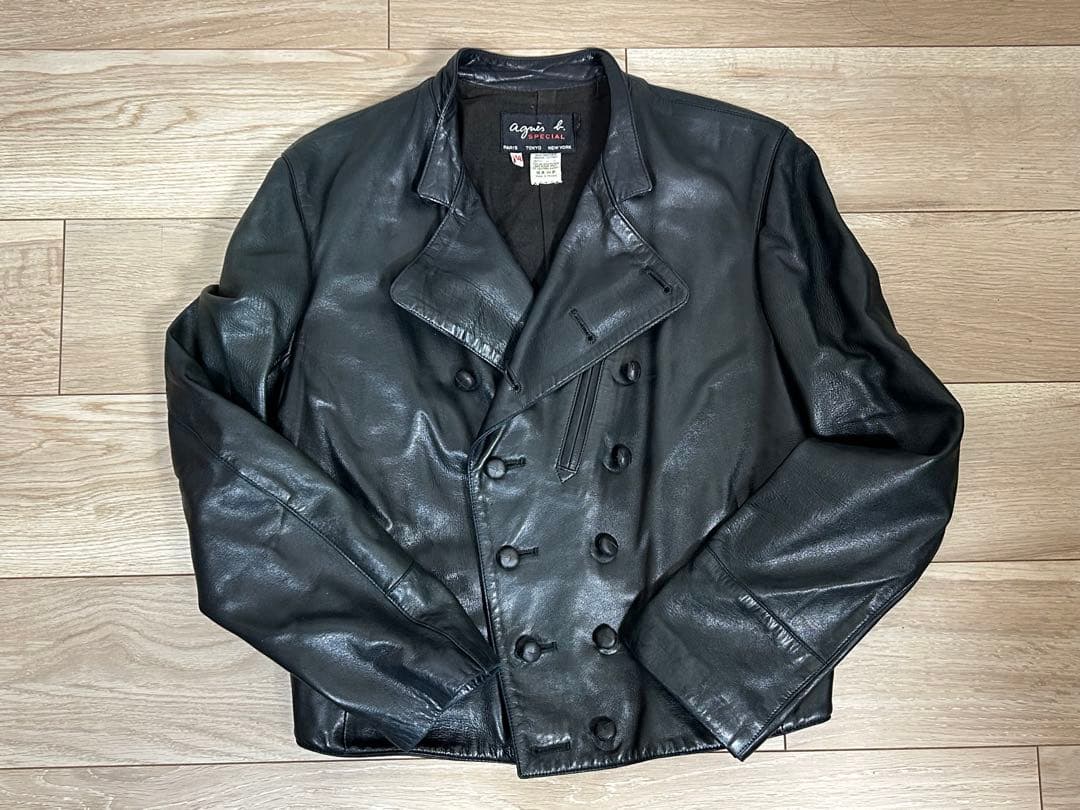 【OH】アニエス・ベー　レディースレザーダブルブレストジャケット