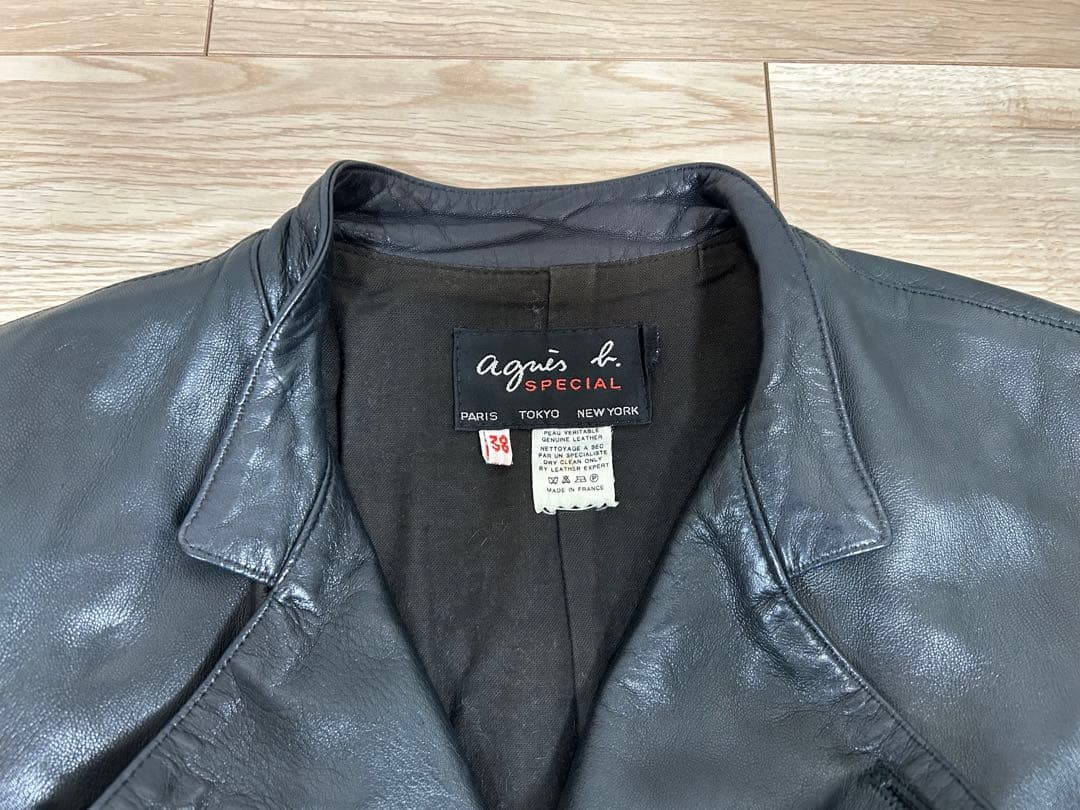 【OH】アニエス・ベー　レディースレザーダブルブレストジャケット