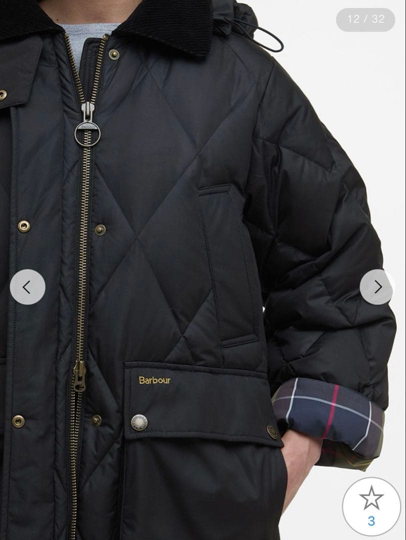 Barbour Yasminキルティング ダウン ジャケット ロング　タグ有り