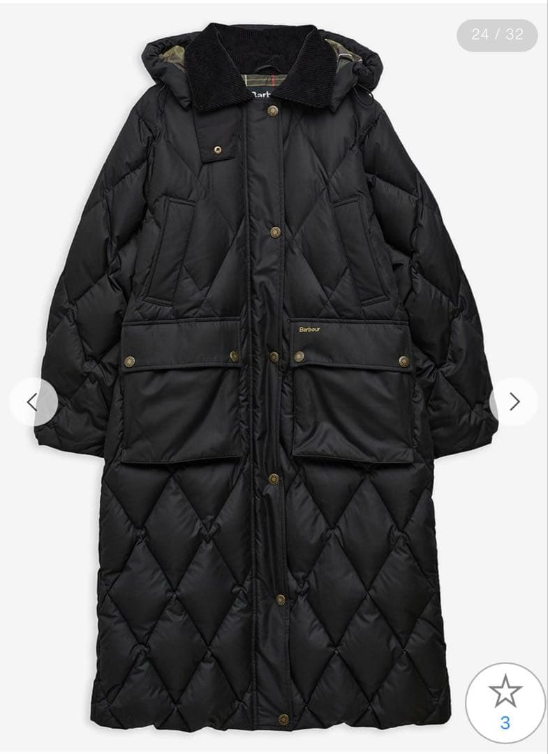 Barbour Yasminキルティング ダウン ジャケット ロング　タグ有り