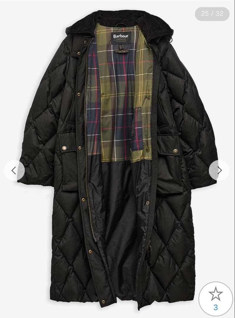 Barbour Yasminキルティング ダウン ジャケット ロング　タグ有り
