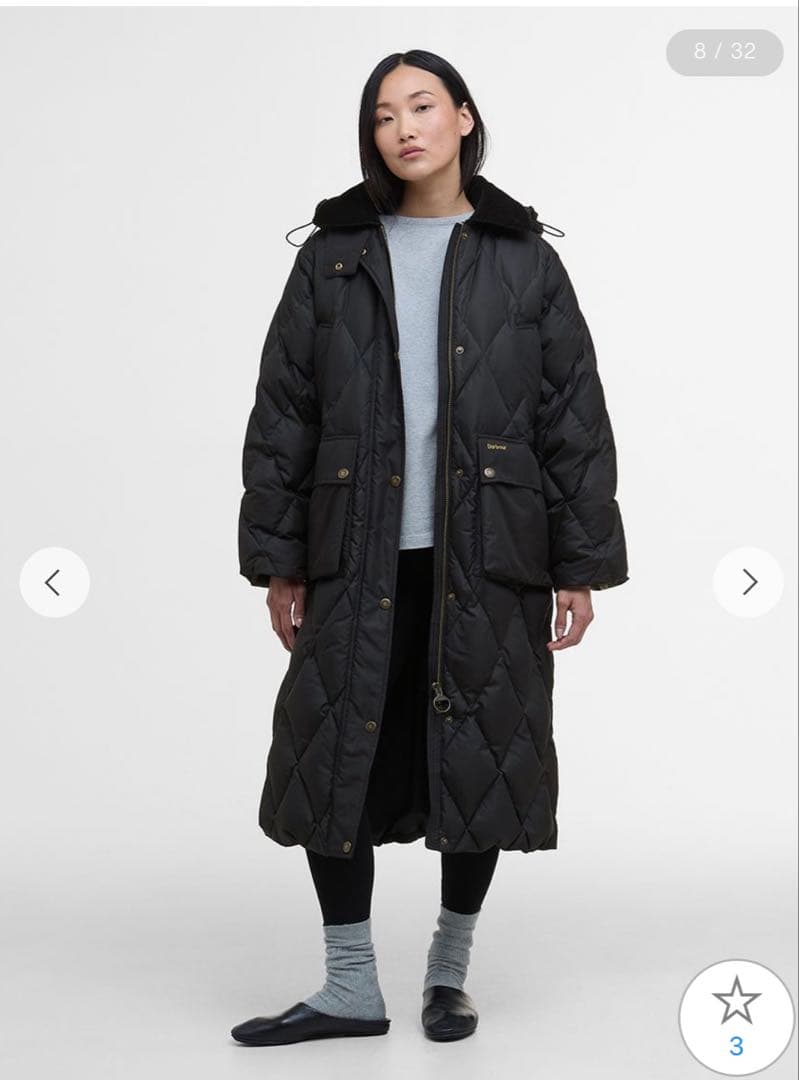 Barbour Yasminキルティング ダウン ジャケット ロング　タグ有り