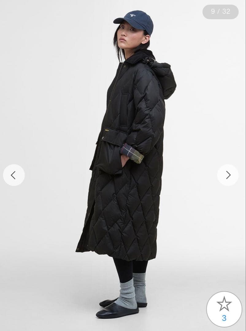 Barbour Yasminキルティング ダウン ジャケット ロング　タグ有り