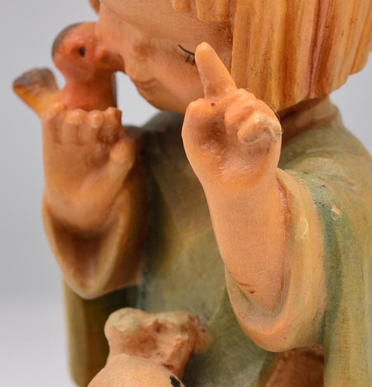 動物と話す　アンリ　ANRI　サラケイ　木彫り人形　15ｃｍ　ご成約済み