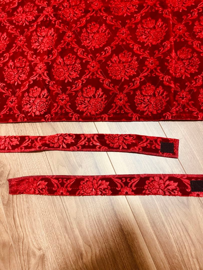 赤い花柄ベルベット生地 大きいサイズ