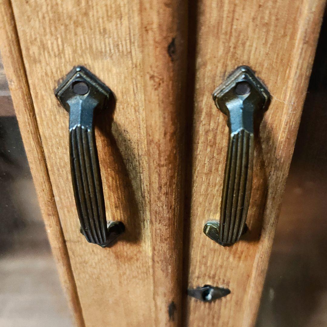 違い棚　本棚　食器棚　木製棚　ガラス棚　昭和レトロ