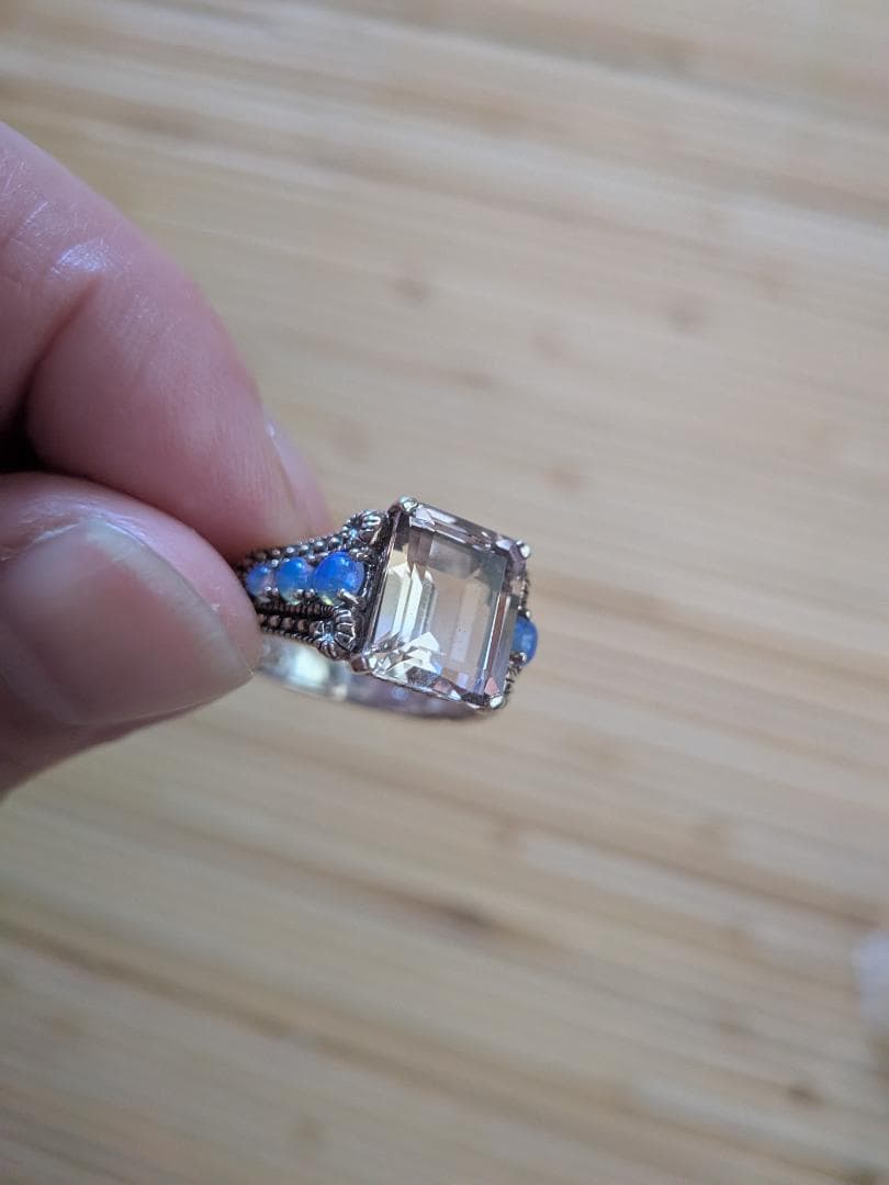 ロクザン碌山　シルバー925リング　アメトリン　オパール