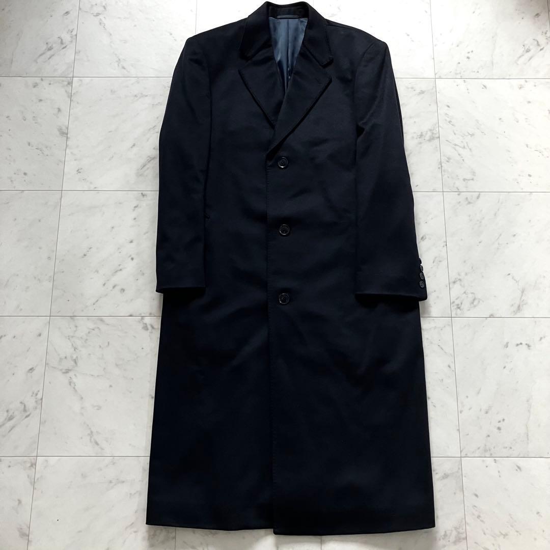 美品 ピュアカシミヤ100% ロングコート 濃紺 2L マキシ丈