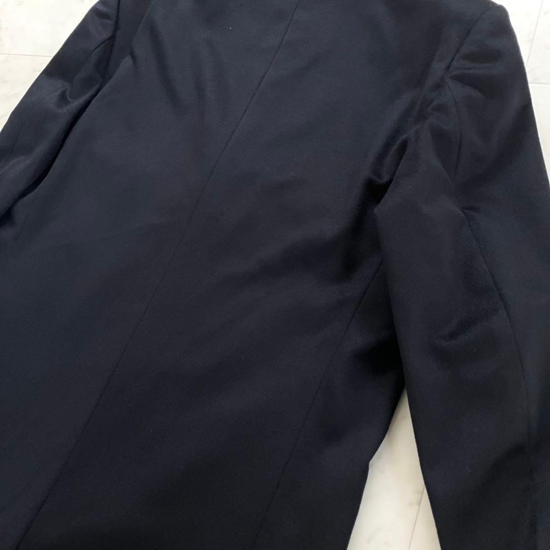 美品 ピュアカシミヤ100% ロングコート 濃紺 2L マキシ丈