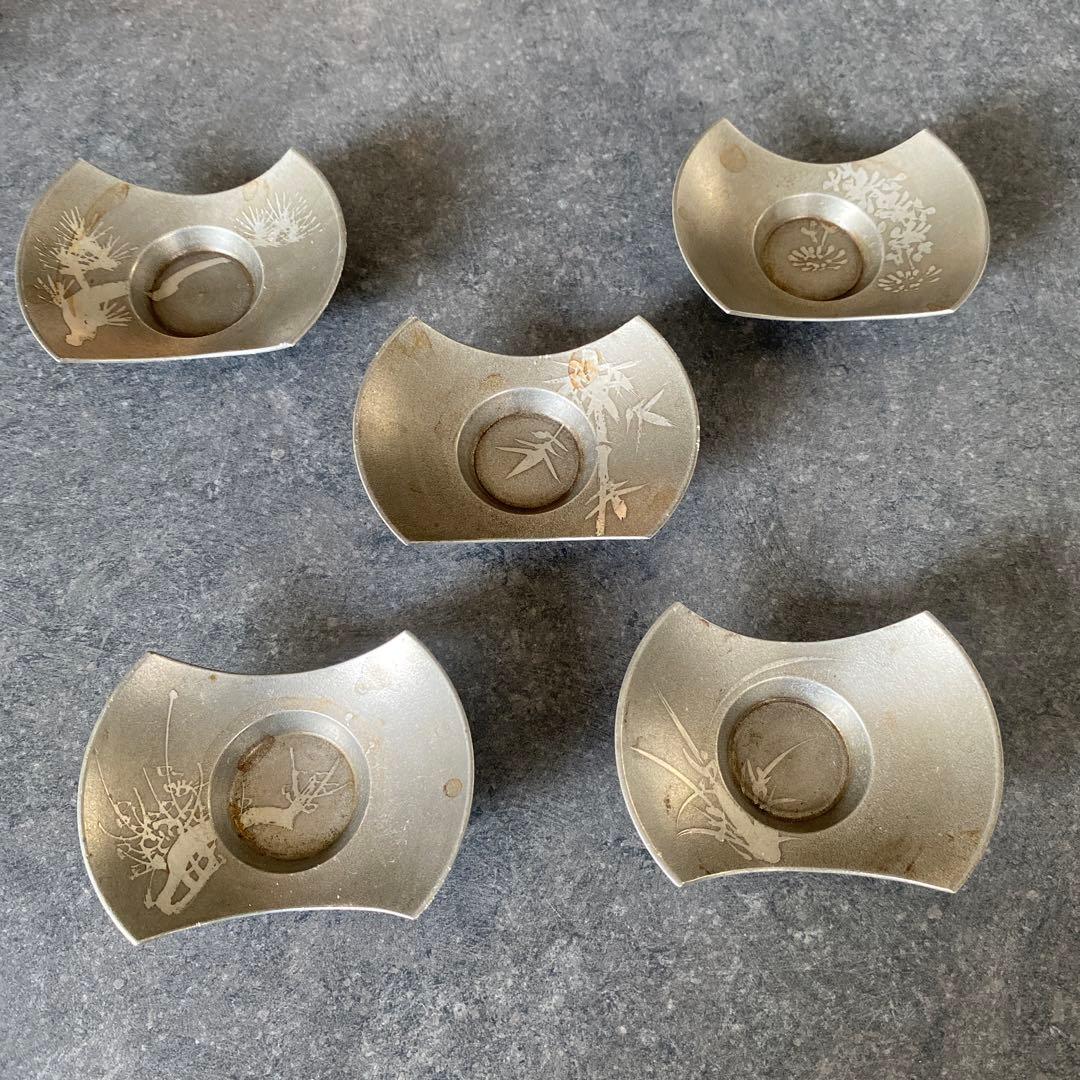 道八　玉露用　煎茶器　急須　湯冷し　煎茶椀　茶托　錫　盃